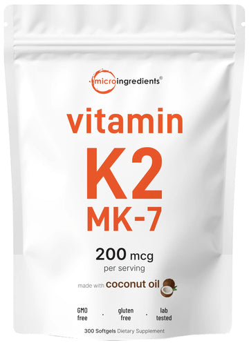 Micro Ingredients Vitamin K2 MK-7 Supplement, 200 mcg Per Serving, 300 Coconut Oil Softgles | Easily Absorbed, Active Menaquinone Form | Micro Ingredients buy australia supplements