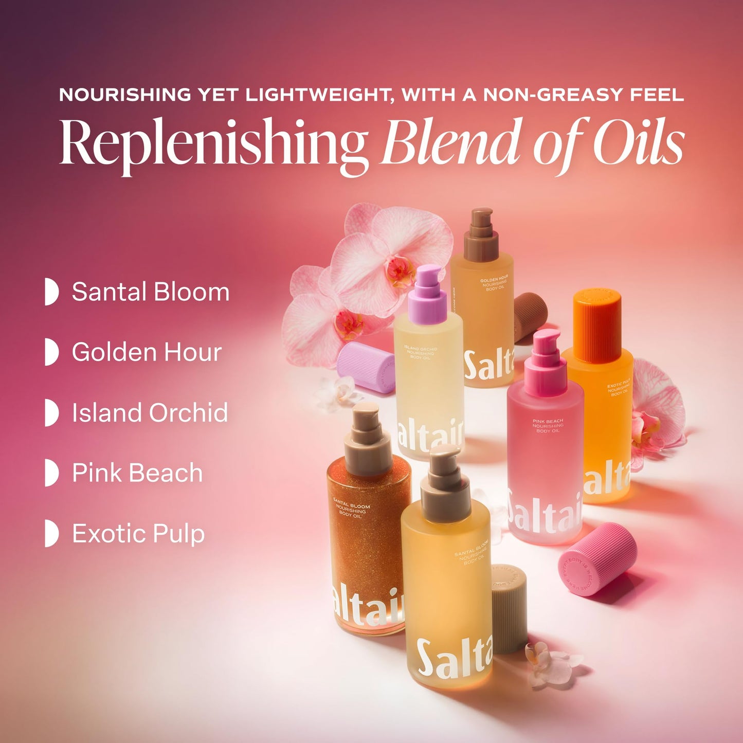 Saltair Body Oil - Luxurious Santal Bloom After Shower and Bath Oil for Women and Men. Botanical, Non-Greasy Saltair