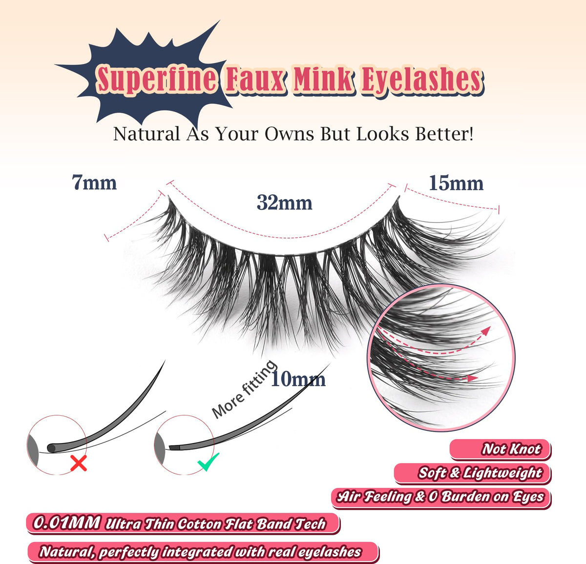 Lashes Natural Cat Eye Lashes Wispy Eyelashes 15mm False Eyelashes Wispy Lash Strips 3D Volume Fake Eyelash Thin Cotton Band Soft Eye Lash Pack 7 Pairs Siligli Siligli