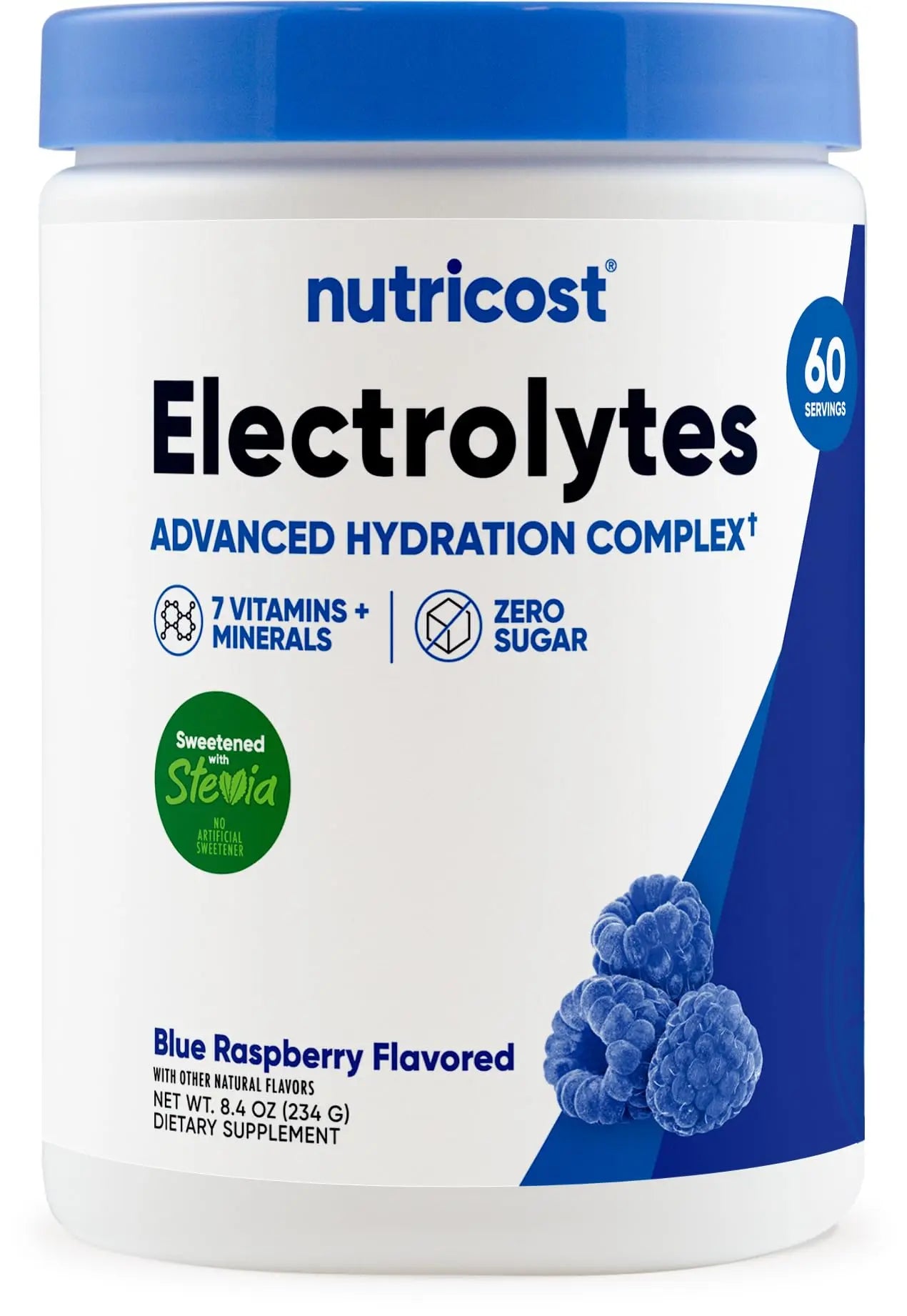 Nutricost Electrolyte Complex Powder (60 Servings, Blue Raspberry) - Hydration Supplement Drink Mix with Vitamins and Minerals Nutricost