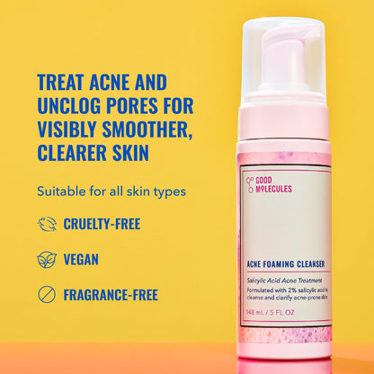 Good Molecules Acne Foaming Cleanser, 2% Salicylic Acid, 5 fl oz Good Molecules