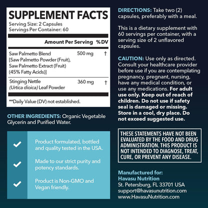 Saw Palmetto and Nettle Root Extract, Prostate Health Supplement, 120 Count | DHT Blocker and Prostate Health Supplement for Men, Supports Urinary Tract Health and Flow, Vegan, Non-GMO, 60-Day Supply Gsupps Australia