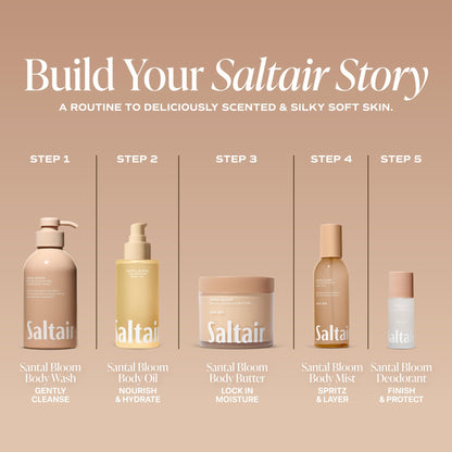 Saltair Body Oil - Luxurious Santal Bloom After Shower and Bath Oil for Women and Men. Botanical, Non-Greasy Saltair