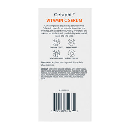 Cetaphil Vitamin C Serum for Dark Spots, Niacinamide, Fragrance Free, 1oz Cetaphil