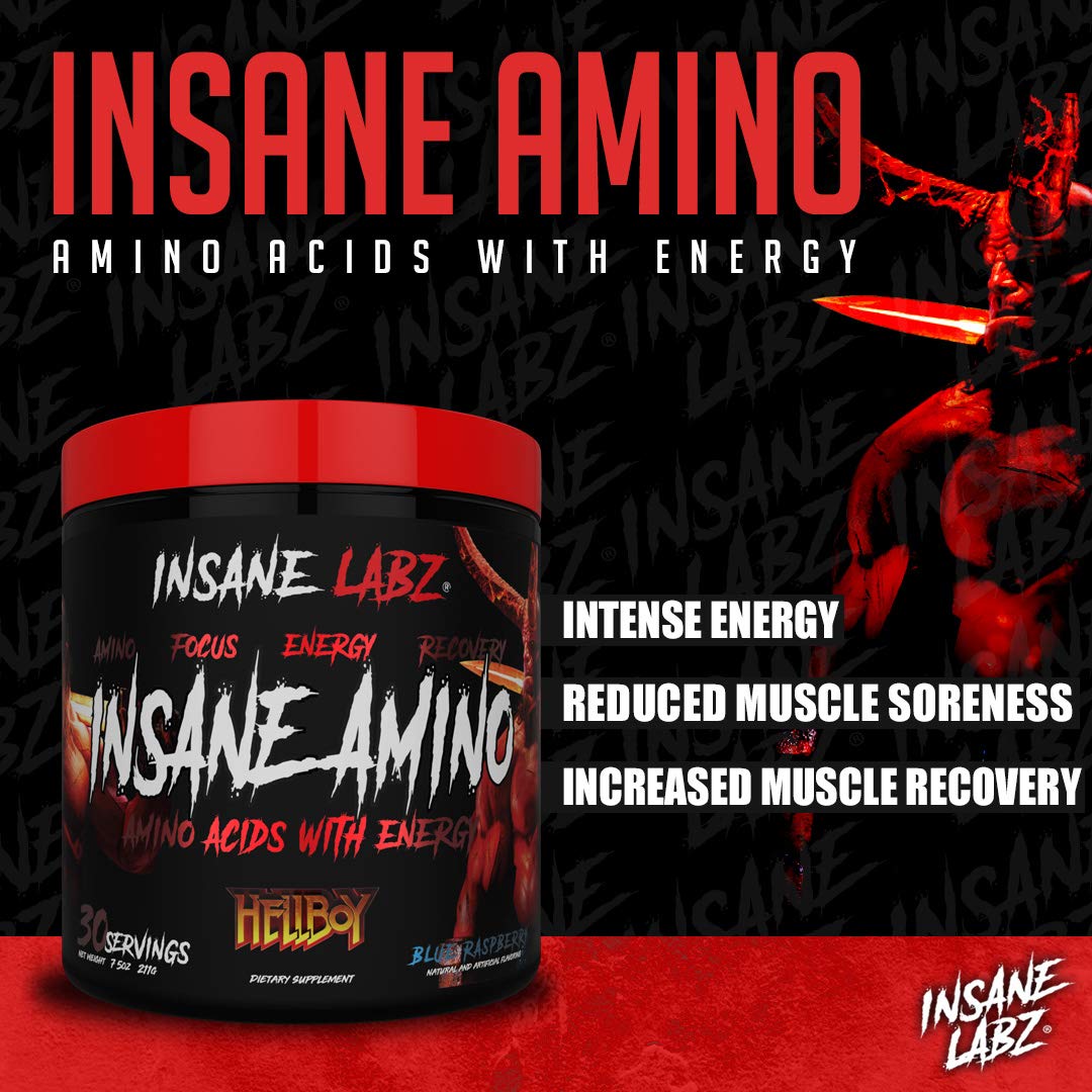Insane Labz Hellboy Bundle, Psychotic Hellboy Pre Workout and Insane Amino BCAA, Increase Muscle Mass, Strength, Focus and Recovery Time, Lemonade