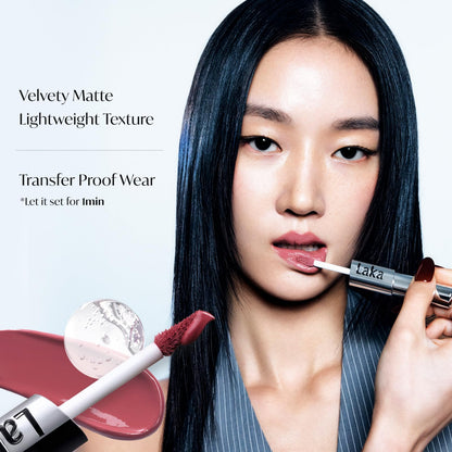 Laka Perfect Twin Lip - Dual-Ended Matte Liquid Lipstick & Clear Gloss | Transfer Proof Color | High Pigmented Lightweight Non-Sticky | Korean Makeup | #908 In Caffeine (Warm Taupe Brown), 0.31oz Laka