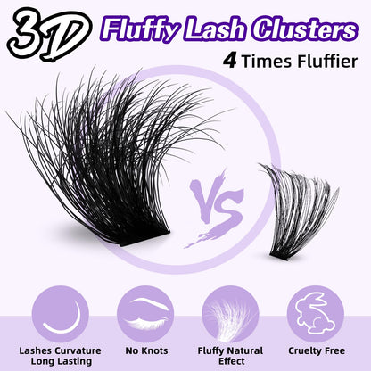 B&Q Fluffy Lash Clusters Kit 100D+200D 0.05MM Dramatic Eyelash Clusters Kit B&Qaugen