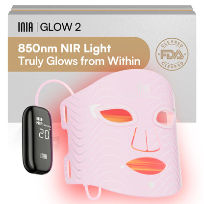 INIA Red Light Therapy Mask for Face, 850nm NIR, Red/Blue LED Light 4 Modes INIA