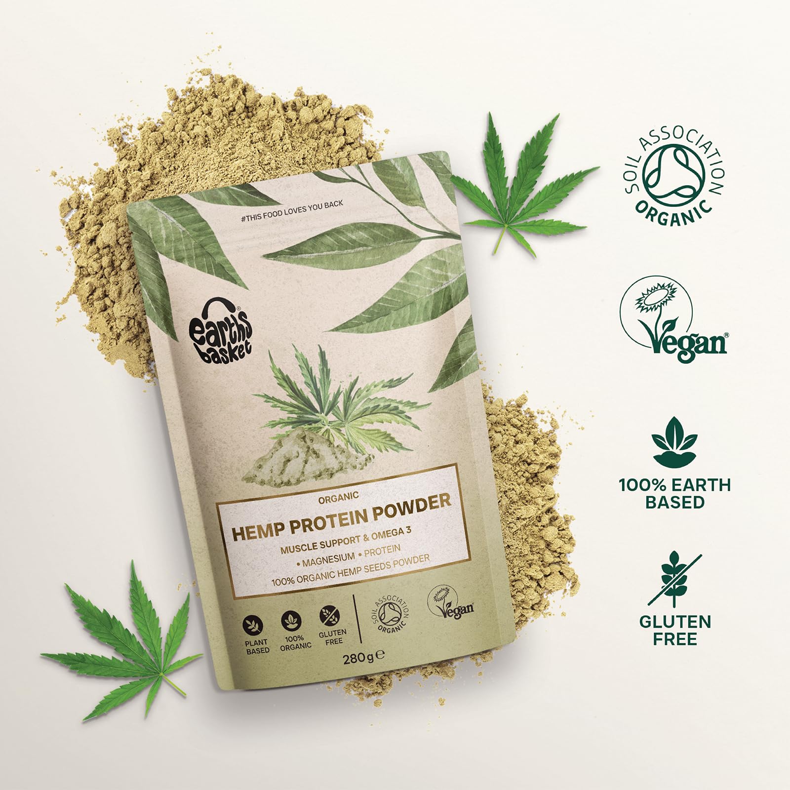 Earths Basket Organic Hemp Protein Powder,280g Natural, Unflavoured, Vegan, Gluten Free EARTHS BASKET buy australia supplements