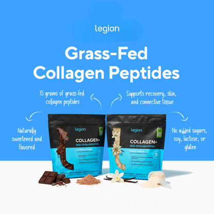LEGION Athletics Hydrolyzed Collagen Peptides Powder - Solugel Ultra BD Bovine Collagen with Vitamin C - Joint, Skin, and Nail Support - Unflavored, 30 Servings
