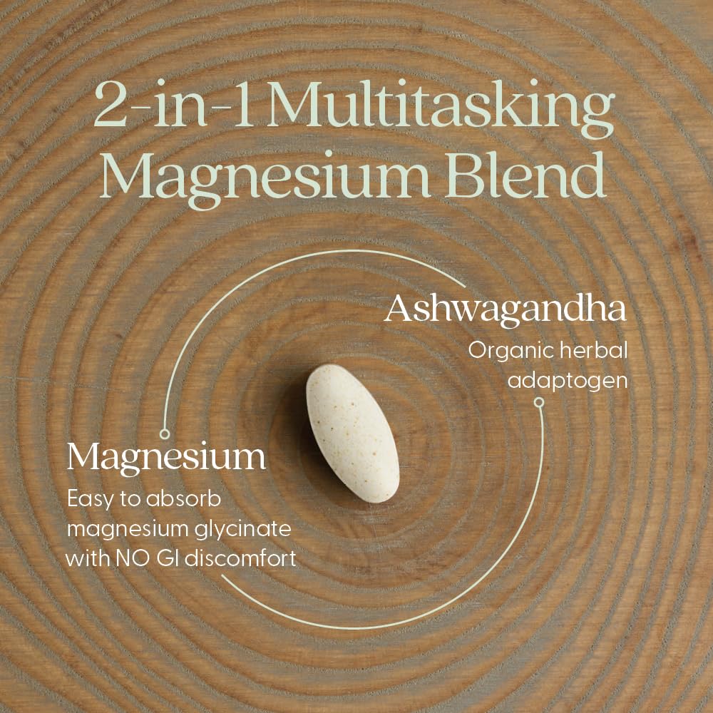New Chapter Magnesium + Ashwagandha Supplement, 325 mg with Magnesium Glycinate for Muscle Relaxation & Recovery, Heart, Nerve & Bone Health, 2.5X Absorption, Non-GMO - 30 ct (1 Month Supply) New Chapter buy australia supplements