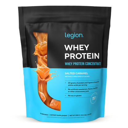 LEGION Whey Protein Powder - Naturally Flavored Whey Protein Concentrate with BCAAs - Supports Muscle Growth & Recovery, Gluten Free, No Added Sugar Protein Powder - Vanilla Flavor (30 Servings)