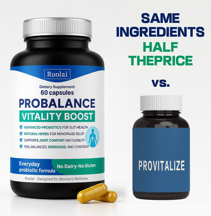 Ruolai ProBalance Probiotics for Women 68B CFU – Menopause, Bloat & Belly Support – Turmeric & Moringa Ruolai