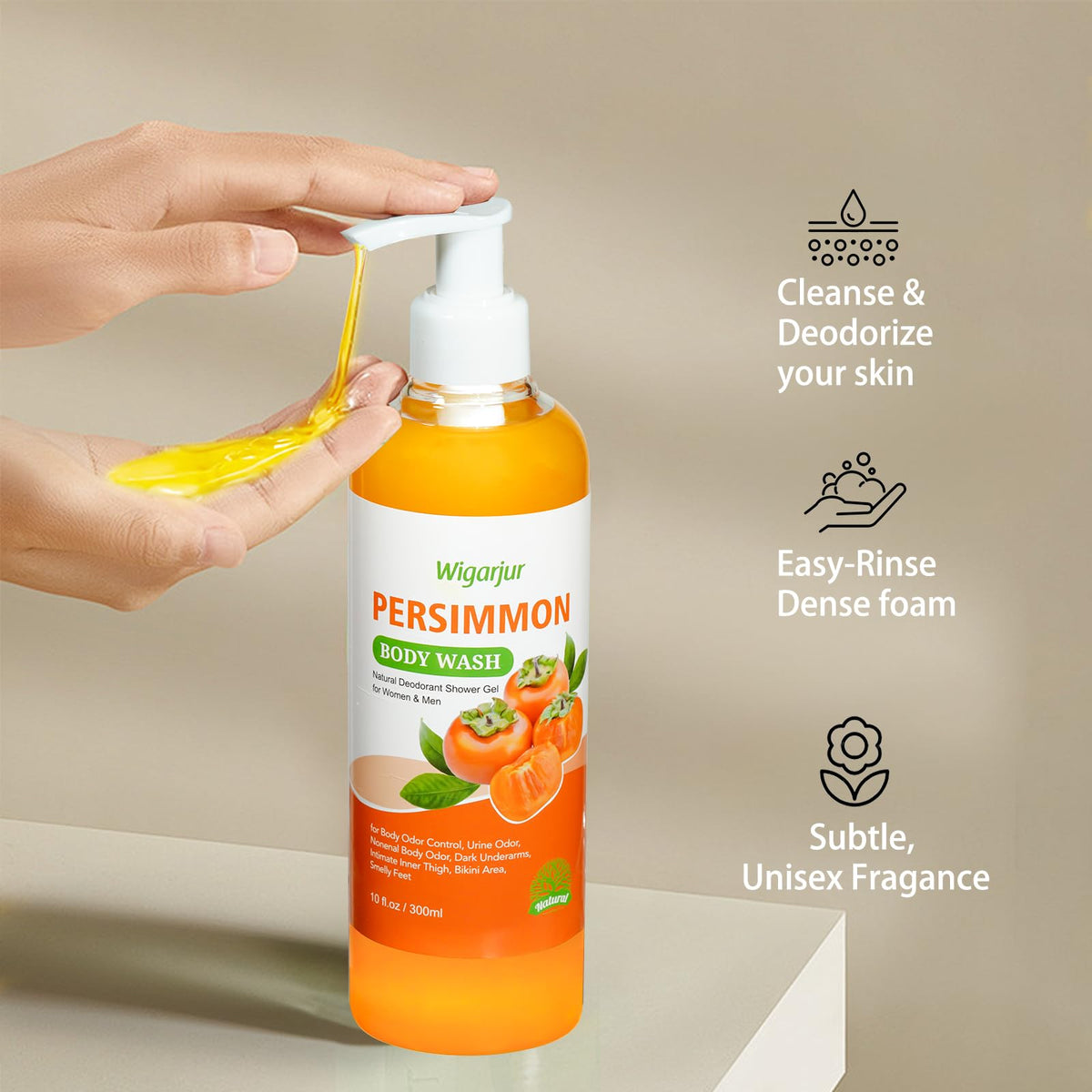 wigarjur Persimmon Body Wash for Old People Smell, Natural Deodorant Bar wigarjur