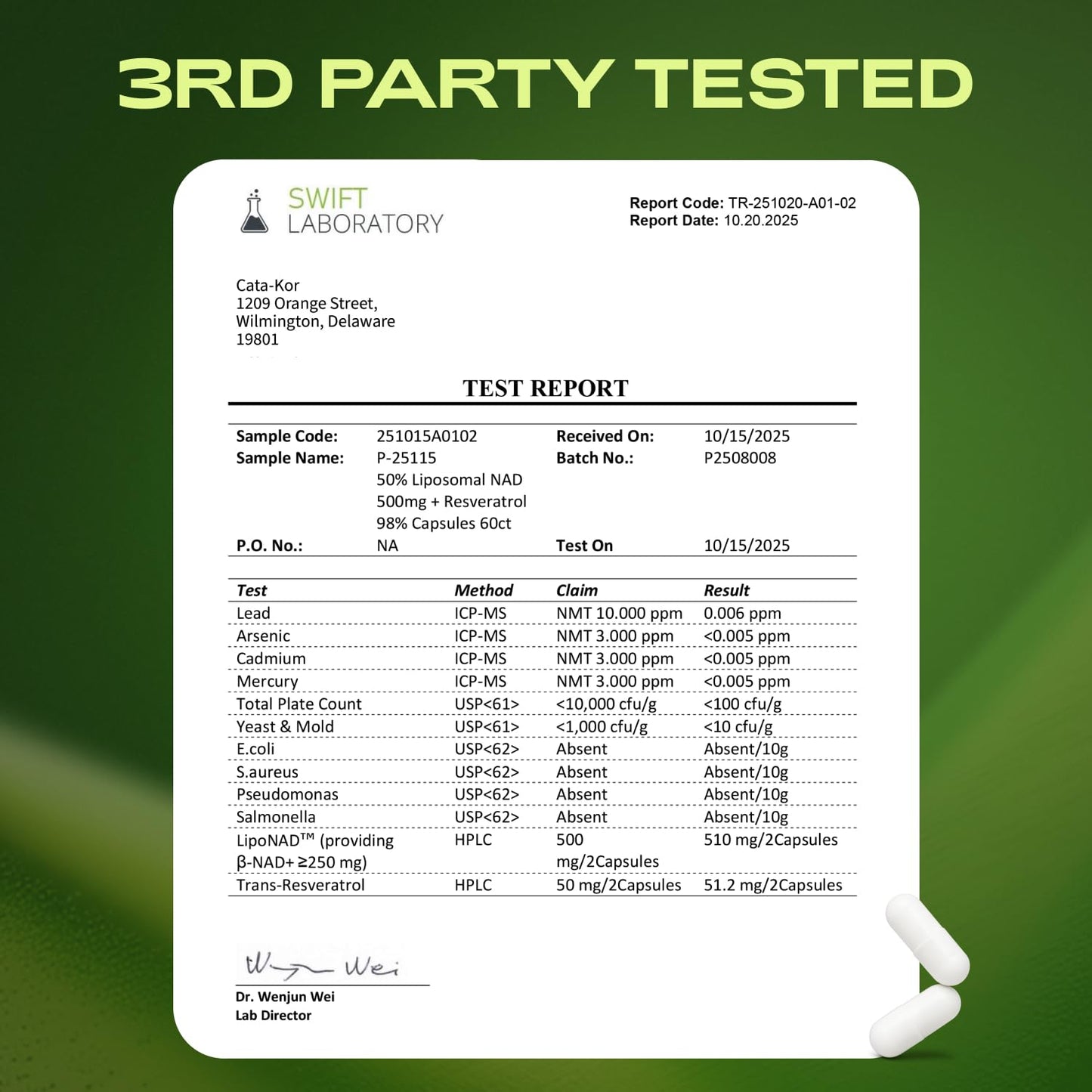 Cata-Kor Liposomal NAD Resveratrol Supplement – NMN Supplement Alternative – Third-Party Tested – Advanced NAD Supplement Cata-Kor