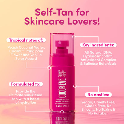 Coco & Eve Face Tanning Micromist – Sunless Facial Self Tanner Ultra Fine Mist for Face, Coco & Eve