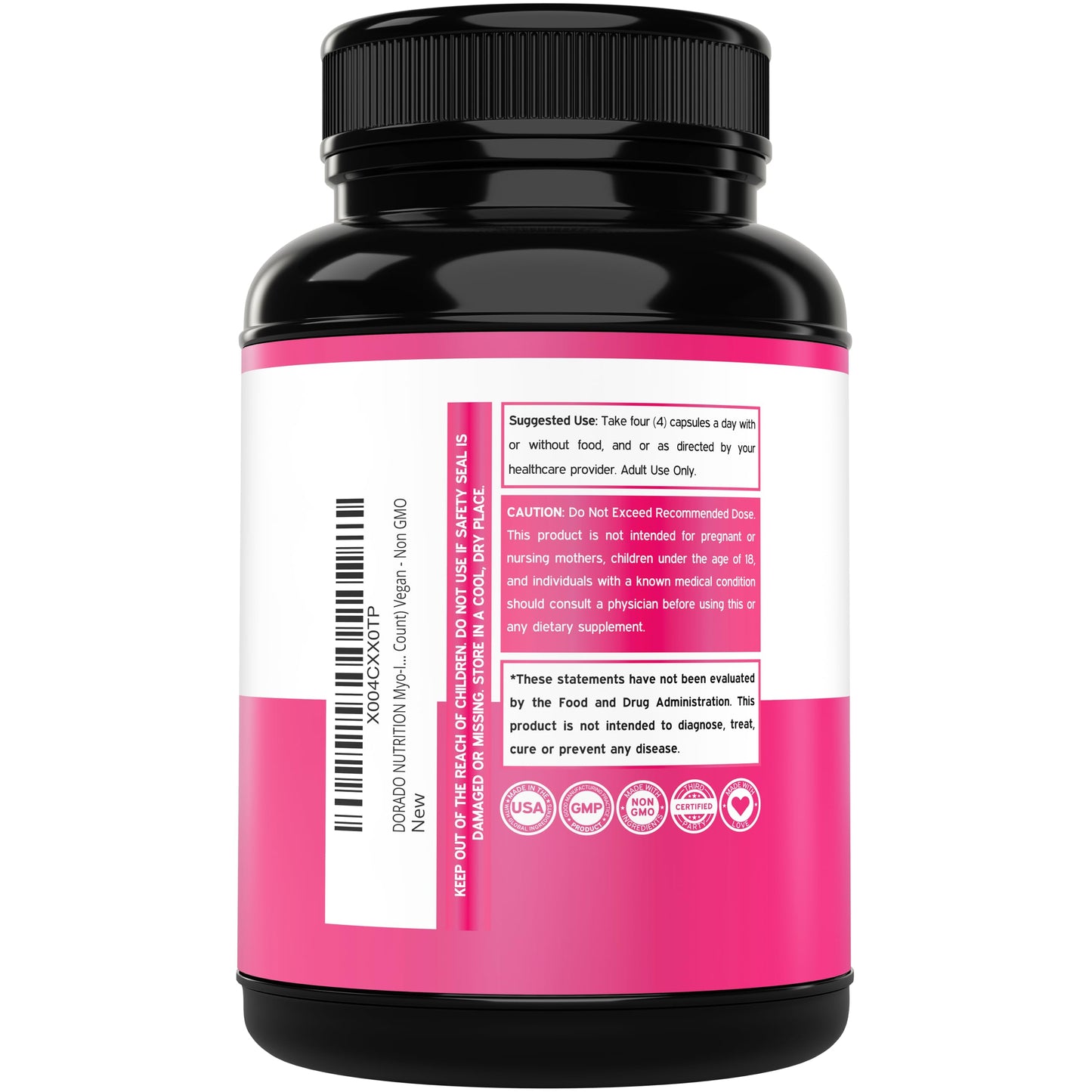 Myo-Inositol & D-Chiro Inositol Supplement For Women (120 Capsules, 2050mg Per Serving Ideal 40:1 Ratio Myo Inositol) Hormone Balance for Women - Third Party Tested DORADO NUTRITION