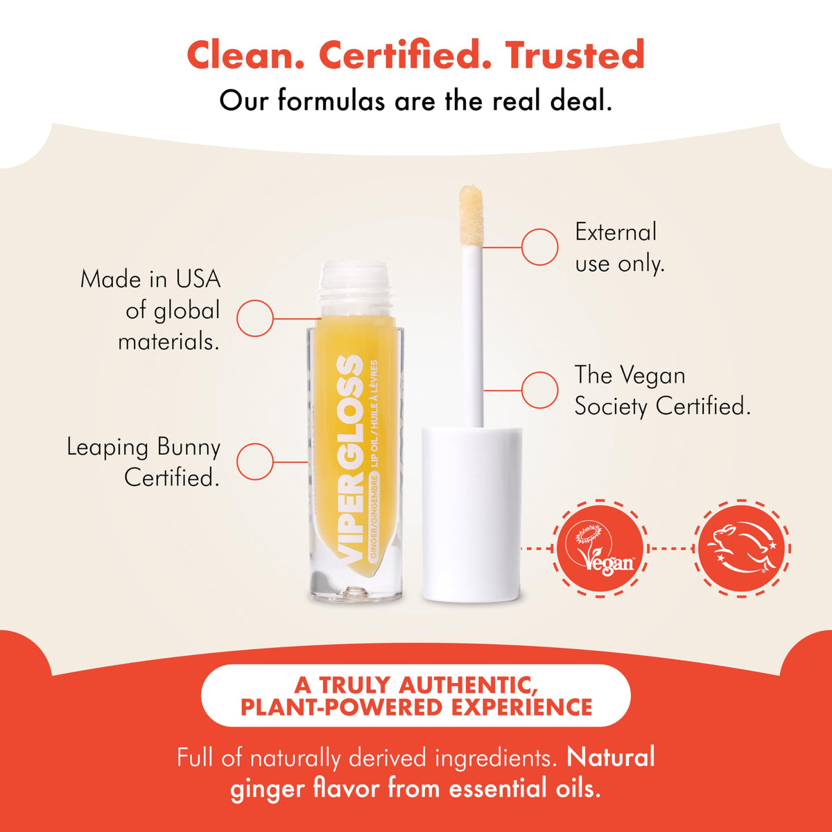 Zizia Viper Lip Gloss - Non-Sticky Finish, Hydrating Lip Oil, 0.14 fl oz Zizia Botanicals