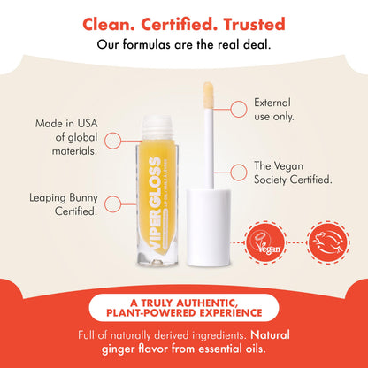 Zizia Viper Lip Gloss - Non-Sticky Finish, Hydrating Lip Oil, 0.14 fl oz Zizia Botanicals