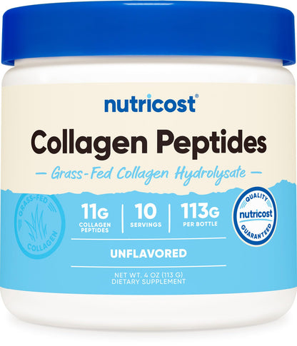 Nutricost Collagen Peptides Powder 4 oz (Unflavored) Type I, Type III Collagen - Grass-Fed, Gluten Free and Non-GMO Nutricost