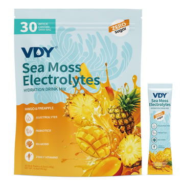 VDY Sea Moss Electrolytes Powder Packets - Hydration Packets Sugar Free - Electrolyte Packets with 30 Sticks - Zero Sugar & 0 Calorie - Keto Friendly VDY buy australia supplements