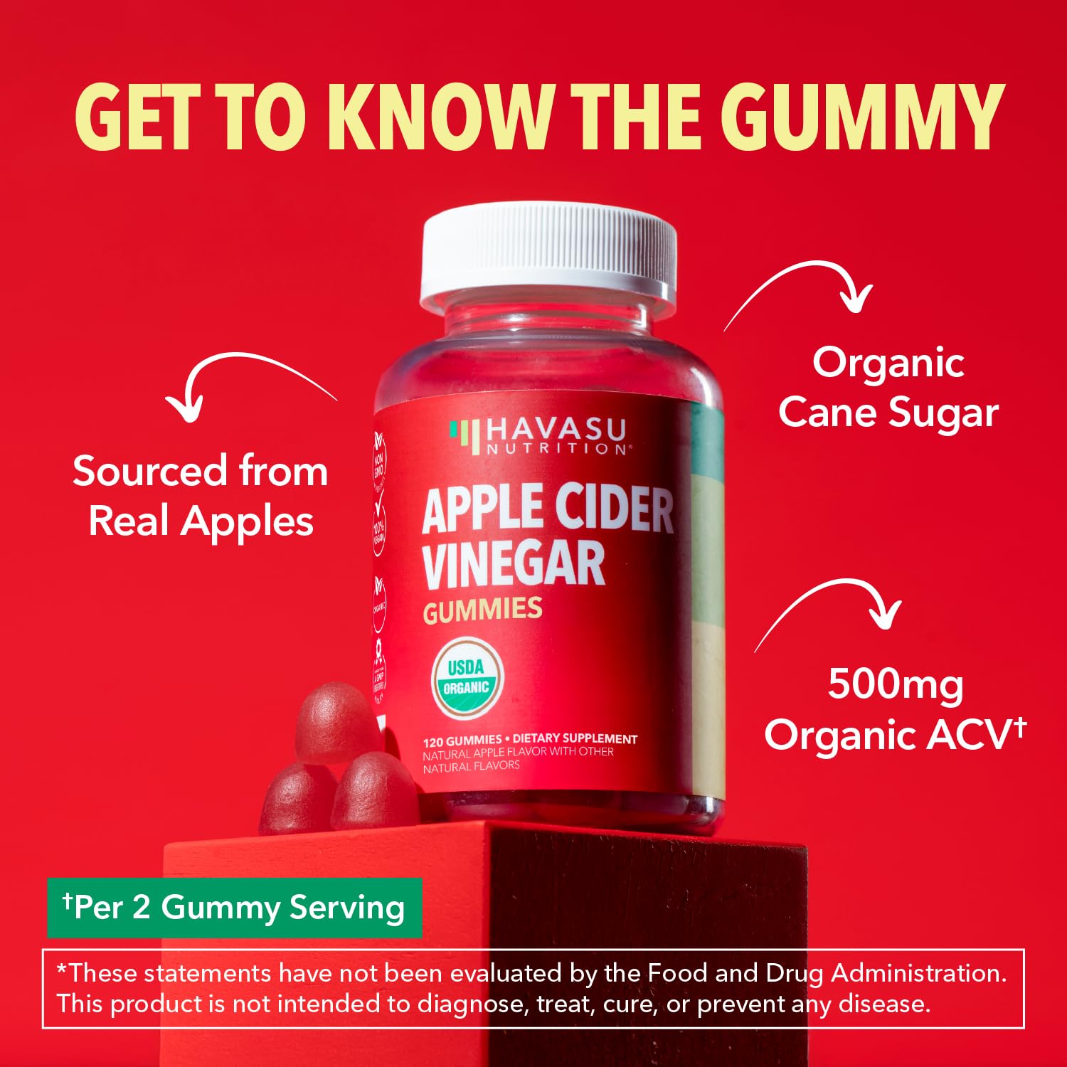 Apple Cider Vinegar Gummies, USDA Organic, Apple Flavor, 1-Month Supply | USDA Organic ACV Gummies for Digestive Health, Metabolism & Gut Support, Vegan, Gluten-Free, No Harsh Taste, 60ct Gsupps Australia