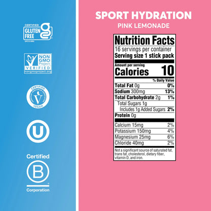 Nuun Sport Electrolyte Powder Packets with Magnesium, Calcium, Potassium, Chloride, and Sodium, Hydration Packets for On-the-Go, Pink Lemonade Flavor, Gluten Free & Vegan, Nuun