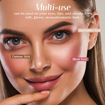 KIMUSE Face Sticks Trio, Blush, Highlighter & Contour Stick for Face Makeup KIMUSE
