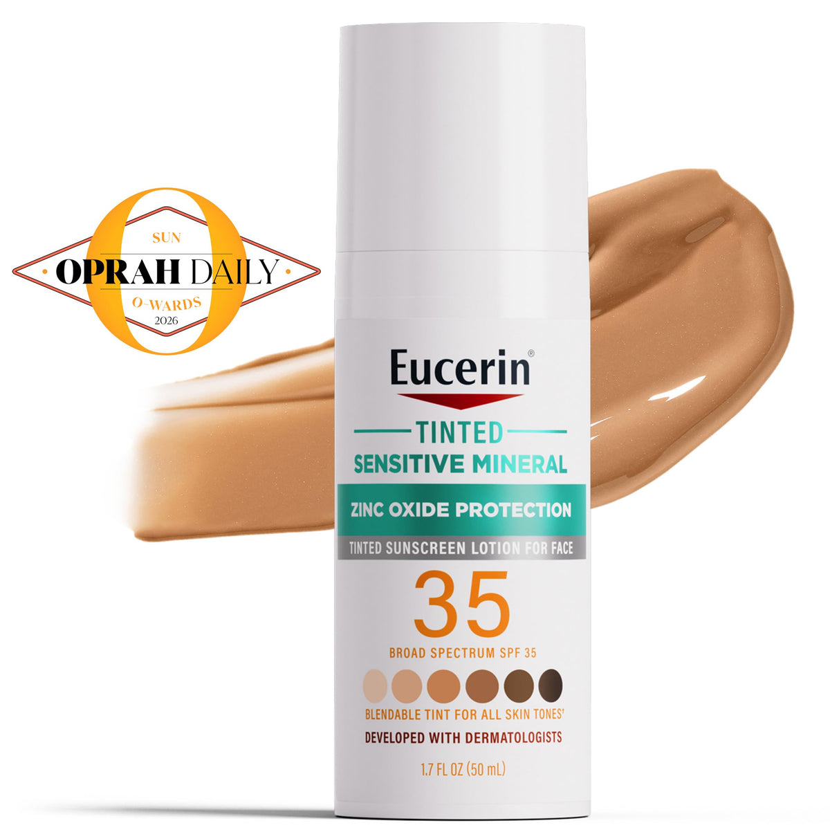Eucerin Tinted Sensitive Mineral Face Sunscreen Lotion, SPF 35, 1.7 FL OZ Eucerin