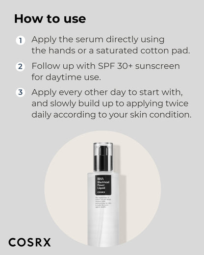 COSRX Niacinamide 2% + BHA 4% Blackhead Exfoliant Korean Toner, 3.38fl.oz COSRX