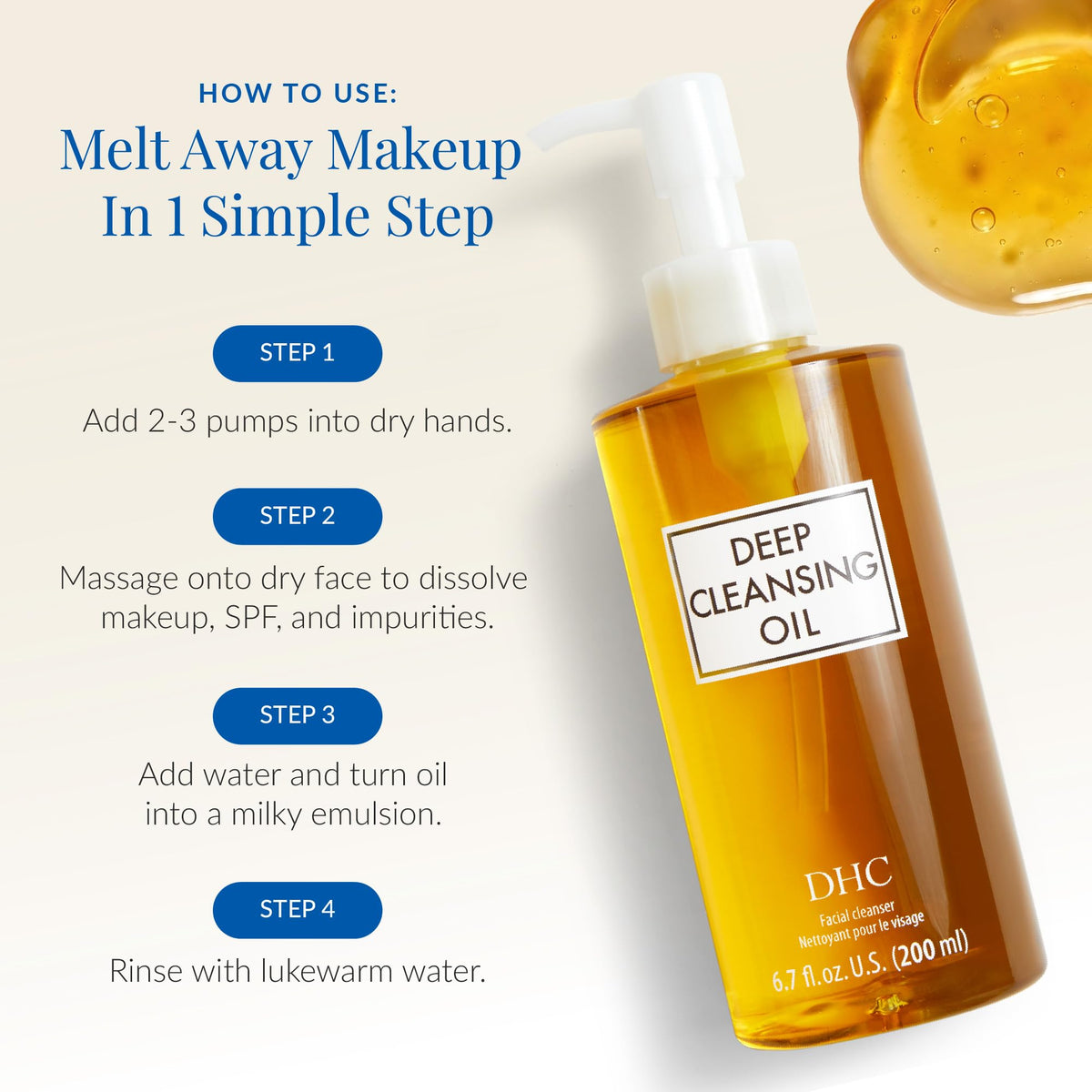 DHC Deep Cleansing Oil, Makeup Remover, Gentle Oil Cleanser, 6.7 oz DHC