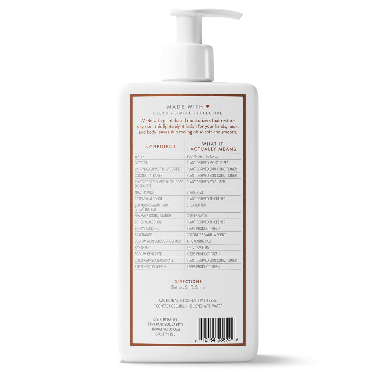Native Body Lotion Contains Naturally Derived Plant-Based Moisturizers for Women and Men | Restores Dry Skin, Coconut & Vanilla, 16.5 fl oz Native