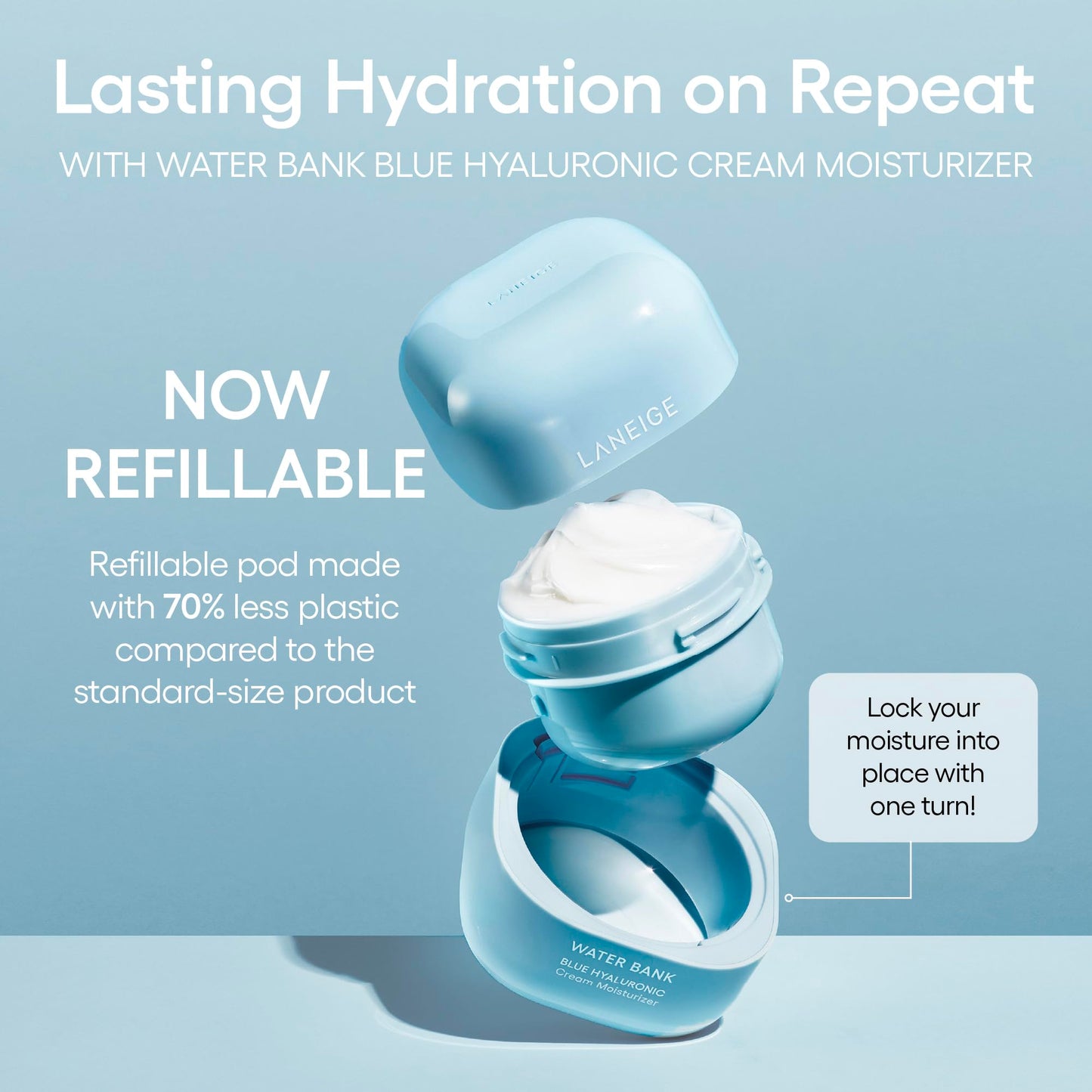 LANEIGE Water Bank Blue Hyaluronic Cream Moisturizer: Hydrating Korean Face Cream with Squalane & Ceramide LANEIGE