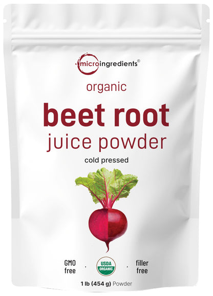 Micro Ingredients Organic Beet Root Juice Powder, 1 Pound | Cold Pressed, Water Soluble, High Concentrated Raw Beet Supplement | Superfood Drink Mix Micro Ingredients