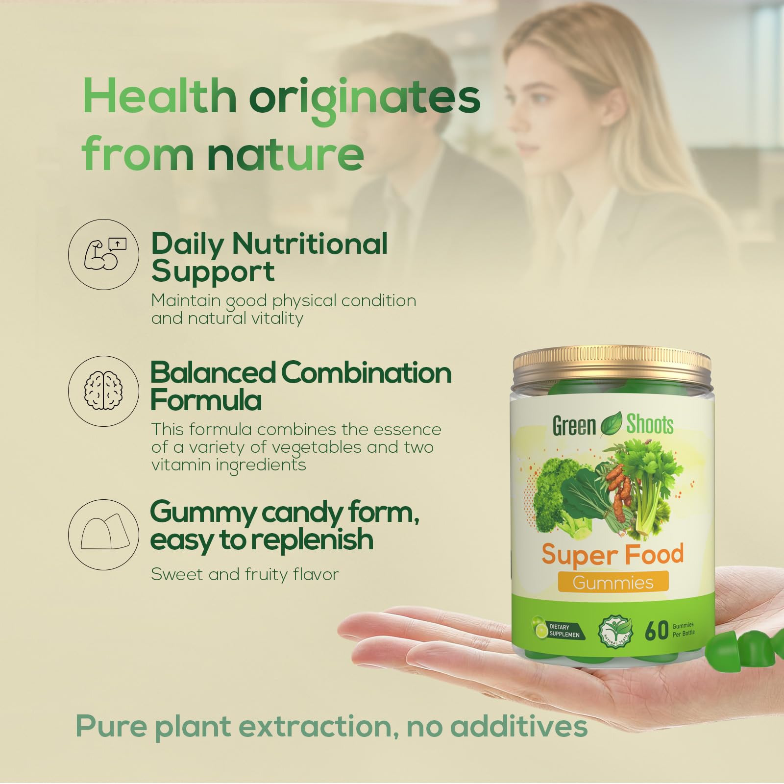 Greenshoots Super Food Gummies with Super Greens Blend, Vitamin A & C – Broccoli, Spinach, Moringa & Chlorella – Vegan, Sugar Free, Daily Nutrition Support, 60 Gummies Greenshoots buy australia supplements