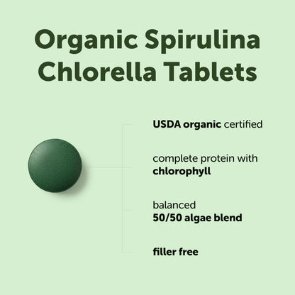 Micro Ingredients Organic Spirulina Chlorella Tablets, 720 Count | 4 Month Supply | 50/50 Algae Blend | Broken Cell Wall | Non-GMO, Filler Free Micro Ingredients