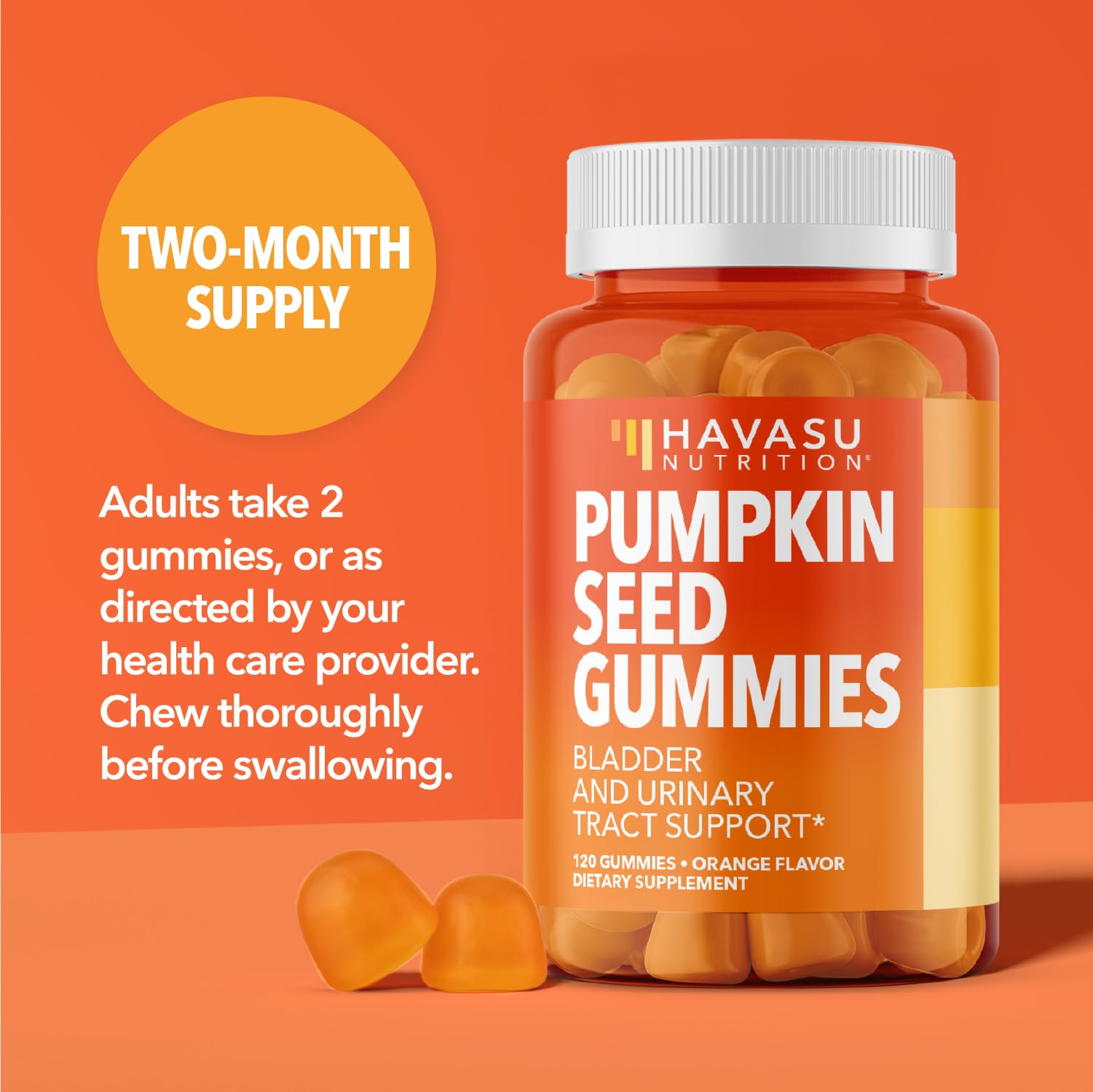 Pumpkin Seed Oil Gummies for Bladder and Urinary Tract Support, 30 Servings | 200mg Pumpkin Seed Extract Per Serving, Vegan, Non-GMO, Gluten-Free, Sugar Free Pumpkin Seed Gummies, Orange Flavor Gsupps Australia