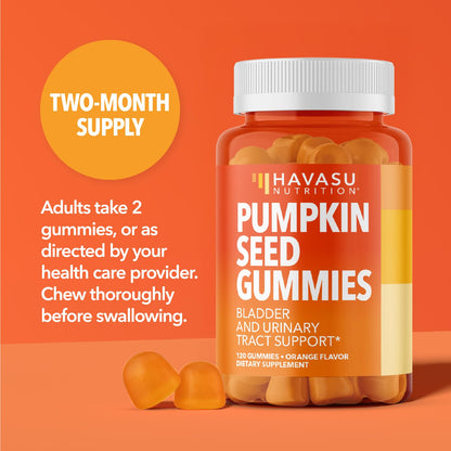 Pumpkin Seed Oil Gummies for Bladder and Urinary Tract Support, 30 Servings | 200mg Pumpkin Seed Extract Per Serving, Vegan, Non-GMO, Gluten-Free, Sugar Free Pumpkin Seed Gummies, Orange Flavor Gsupps Australia