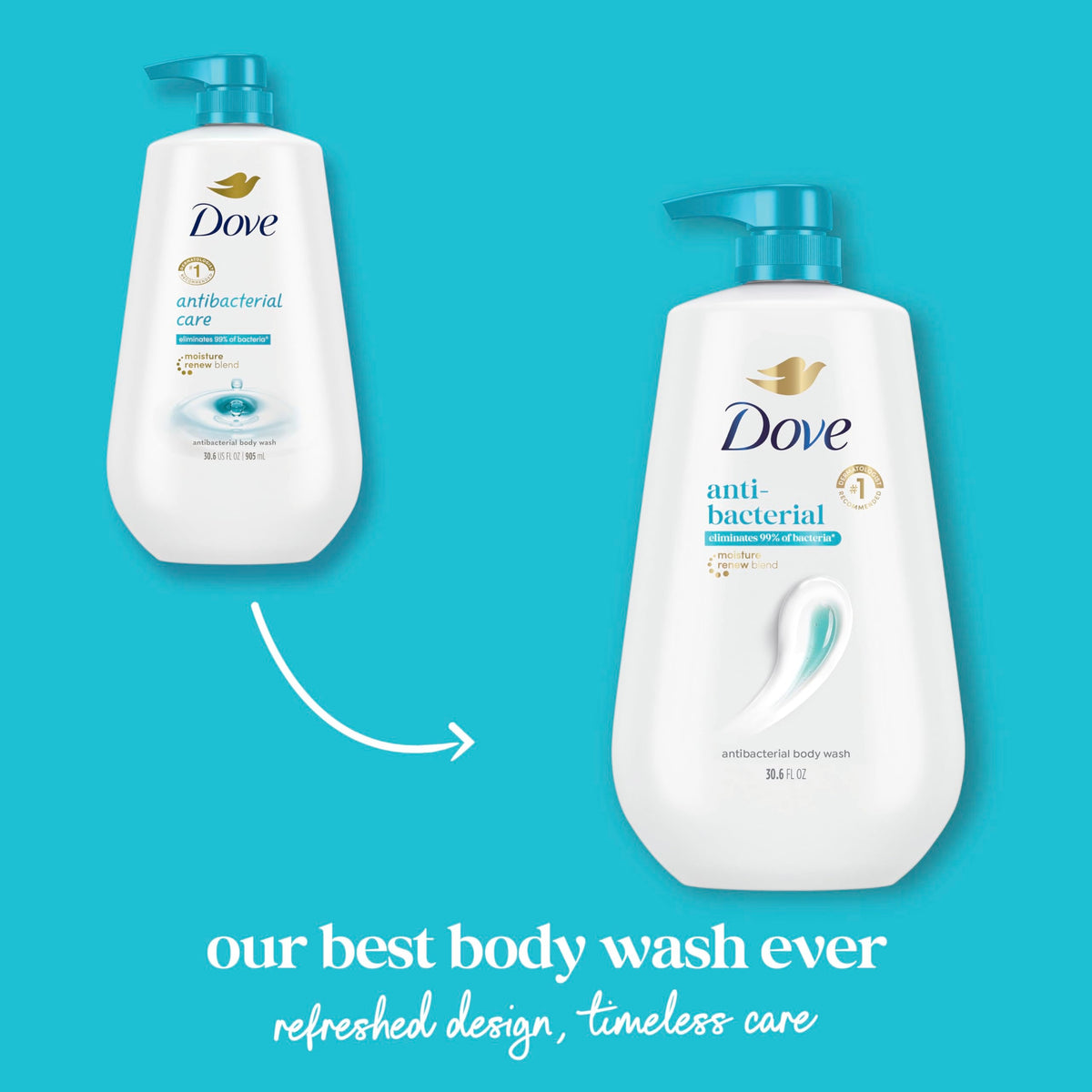 Dove Body Wash Antibacterial For All Skin Types 30.6 oz Pump, Sulfate Free Dove