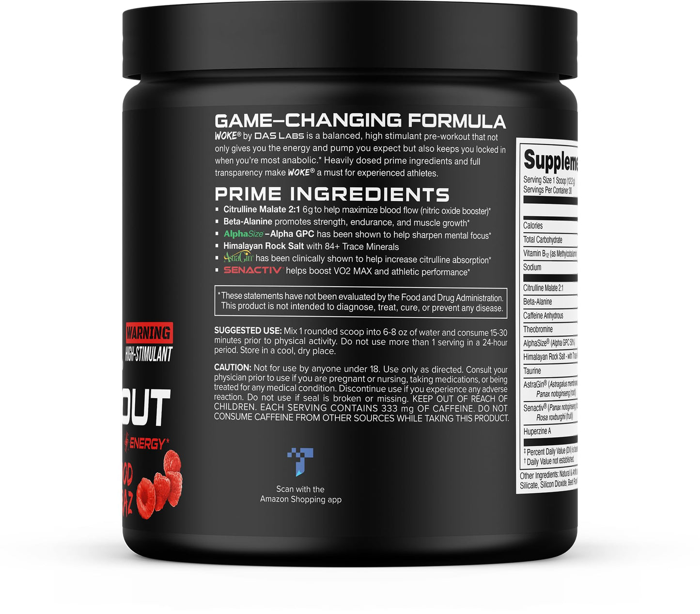 Bucked Up - Woke - HIGH STIM Pre Workout - Best Tasting - Focus Nootropic, Pump, Strength and Growth, 30 Servings (Rocket Pop)