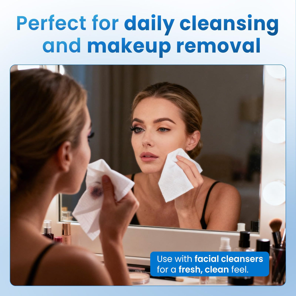 Borje Face Towels XXL, Disposable Face Towel 10" x 12", 100 Count (2 Packs of 50), 100% USDA Biobased Facial Towelettes, Ultra Soft & Hygienic Makeup Remover Dry Wipes for Women Cleansing Borje