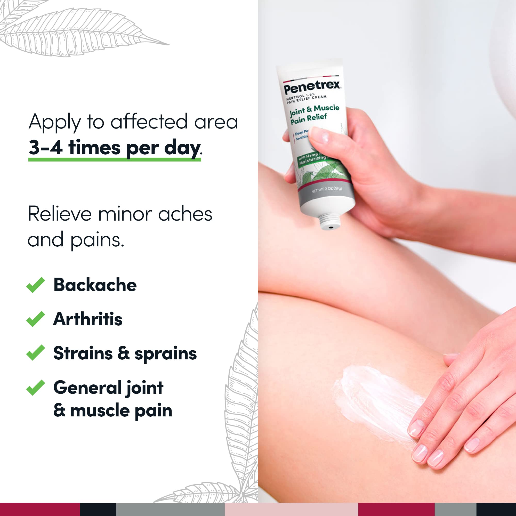 Penetrex Soothing Joint & Muscle Pain Relief Cream with Hemp - Deep Penetrating Menthol, Arnica and Hemp for Soothing, Hydrating Relief - Non-Greasy, Easy to Apply, Pleasant Scent- 2oz Squeezable Tube Penetrex buy australia supplements