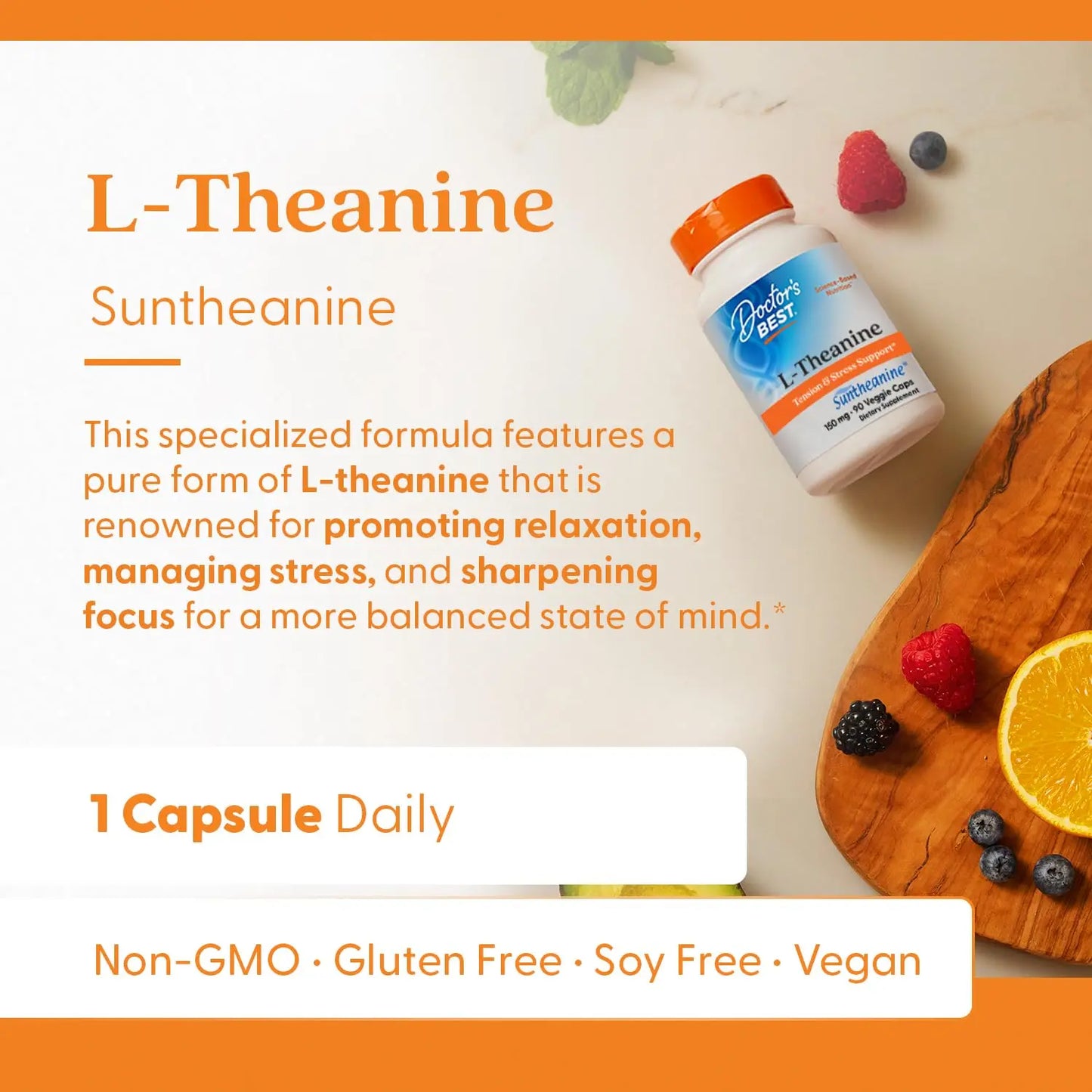Doctor's Best L-Theanine Contains Suntheanine, Helps Reduce Stress & Sleep, Non-GMO, Gluten Free, Vegan, 150 mg (DRB-00197), 90 Count Doctor's BEST