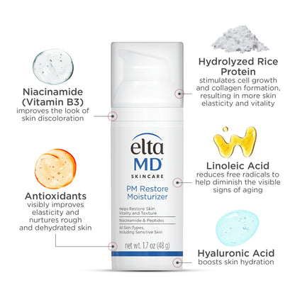 EltaMD PM Restore Night Moisturizer Face Cream, For All Skin Types, 1.7 oz EltaMD