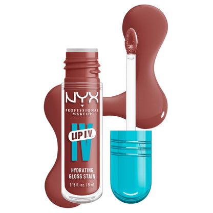 NYX PROFESSIONAL MAKEUP Lip IV Hydrating Glossy Lip Stain, Long-Lasting, Tinted, Vegan Formula with 12 HR Hydration - Hydra Honey (Brown) NYX PROFESSIONAL MAKEUP