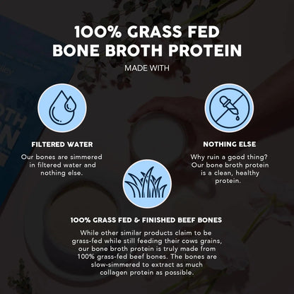 Paleovalley 100% Grass Fed Beef Bone Broth Protein Powder - Rich in Collagen Peptides for Hair, Skin, Gut Health, Bone and Joint Support Paleovalley