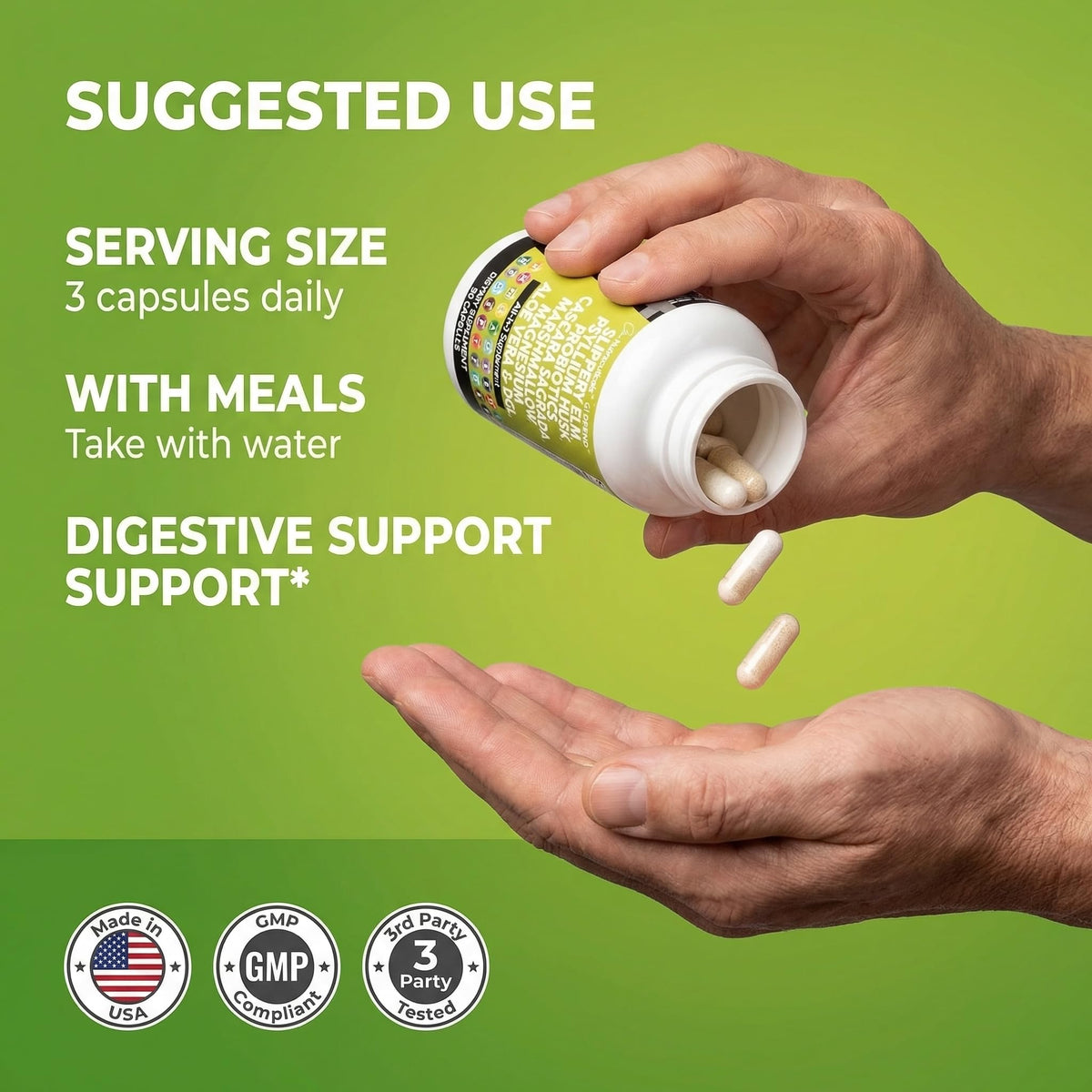 Clean Nutraceuticals Slippery Elm Psyllium Husk Pre Probiotic Digestive Gut Health Supplement with Aloe Vera Cascara Sagrada Clean Nutraceuticals