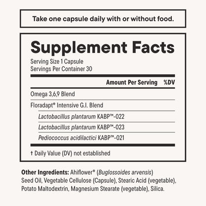 Daily Nouri Digestive Support Probiotics for Women & Men | Bloating & Gas Relief | 3 Clinically Studied Strains + Omega | 30-Day Supply Daily Nouri