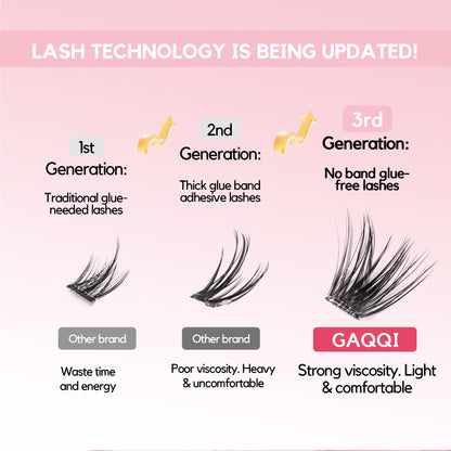GAQQI Self Adhesive Eyelash Clusters,Natural No Glue Lashes 10-16mm,LACE GAQQI