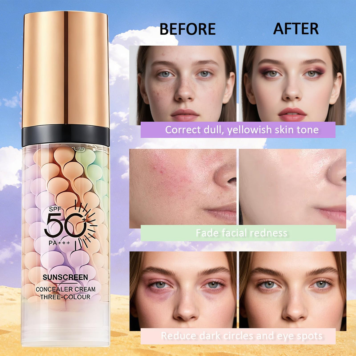 3 In 1 Primer for Face Before Makeup, SPF 50+, Sunscreen Isolation Cream Sulily